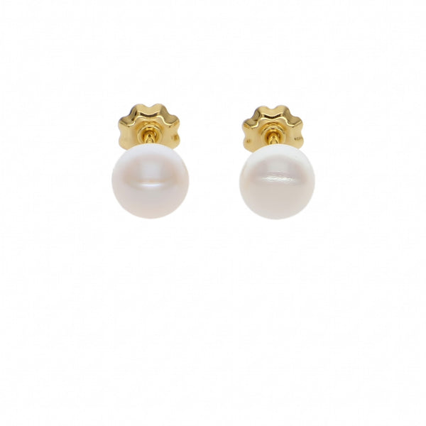 Aros Niña Oro Amarillo 18K con Perlas Cultivadas (6,5 mm) | AR-14769