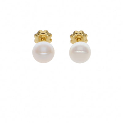 Aros Niña Oro Amarillo 18K con Perlas Cultivadas (6,5 mm) | AR-14769