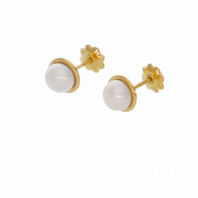 Aro Niña Oro Amarillo 18K con Perlas Cultivadas 5mm | AR-14771