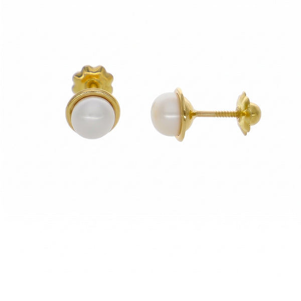 Aro Niña Oro Amarillo 18K con Perlas Cultivadas 5mm | AR-14771