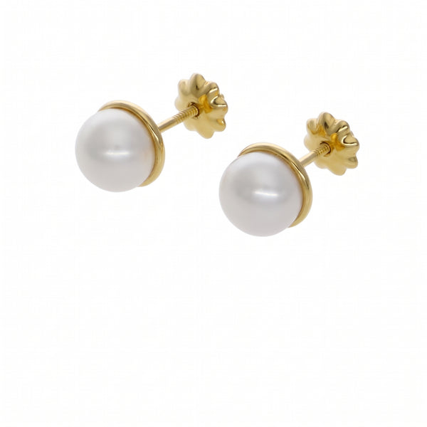 Aro Niña Oro Amarillo 18K con Perlas Cultivadas 6,5mm | AR-14772