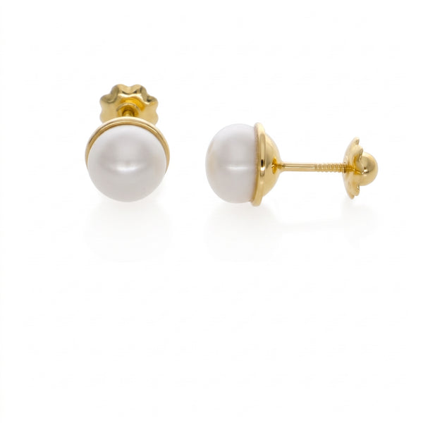 Aro Niña Oro Amarillo 18K con Perlas Cultivadas 6,5mm | AR-14772