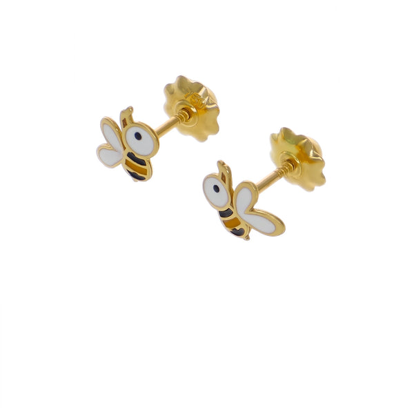 Aro Niña Oro Amarillo 18K Abejita con Esmalte | AR-14776