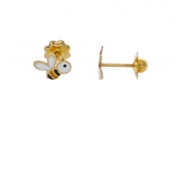 Aro Niña Oro Amarillo 18K Abejita con Esmalte | AR-14776