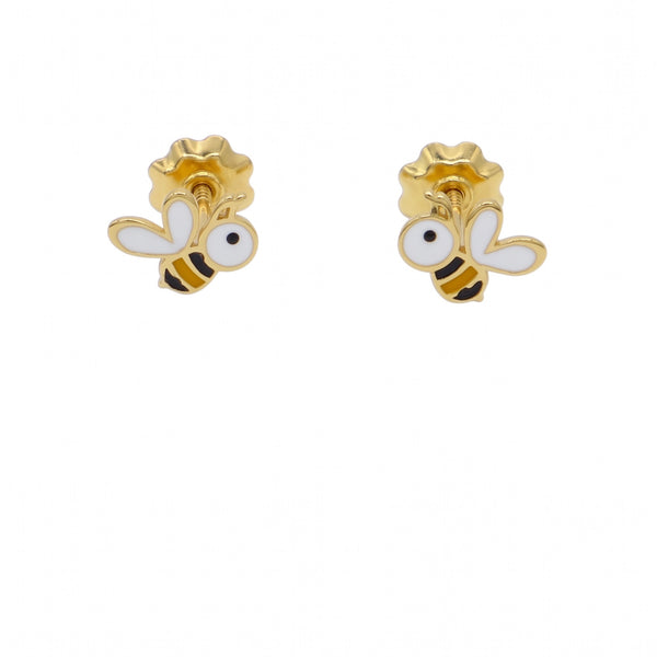Aro Niña Oro Amarillo 18K Abejita con Esmalte | AR-14776