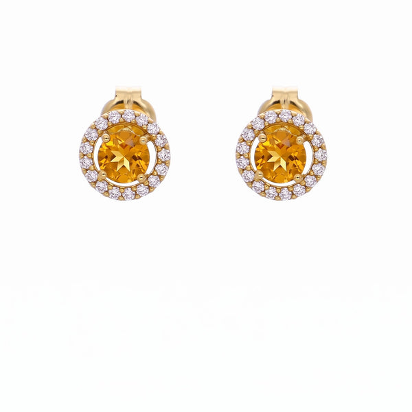Aros Oro Amarillo 18K con Citrino y Circones | AR-14781