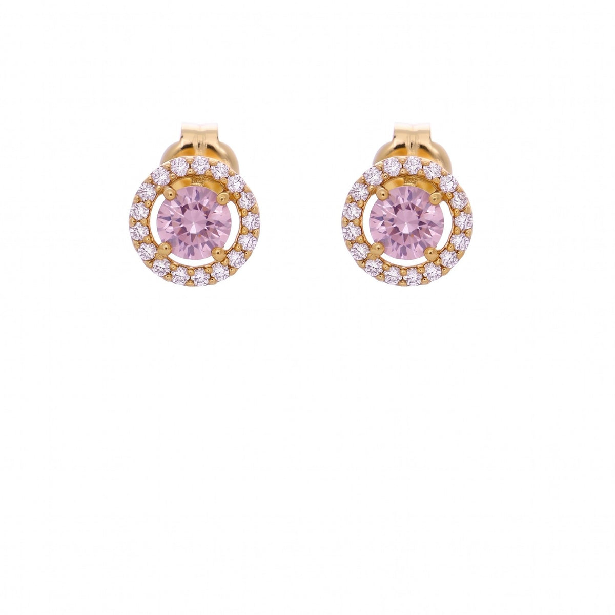 Aros Oro Amarillo 18K con Circones Tipo Rosa de Francia (Rosado)| AR-14782