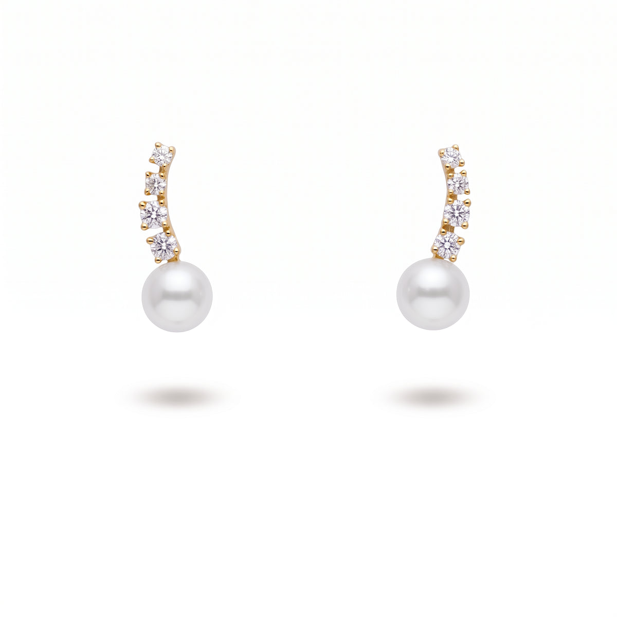 Aros Oro Amarillo 18K con Perla Cultivada Agua Dulce y Circones | AR-14788