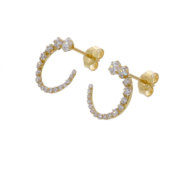 Aros Media Argolla Oro Amarillo 18K Con Circones | AR-14790