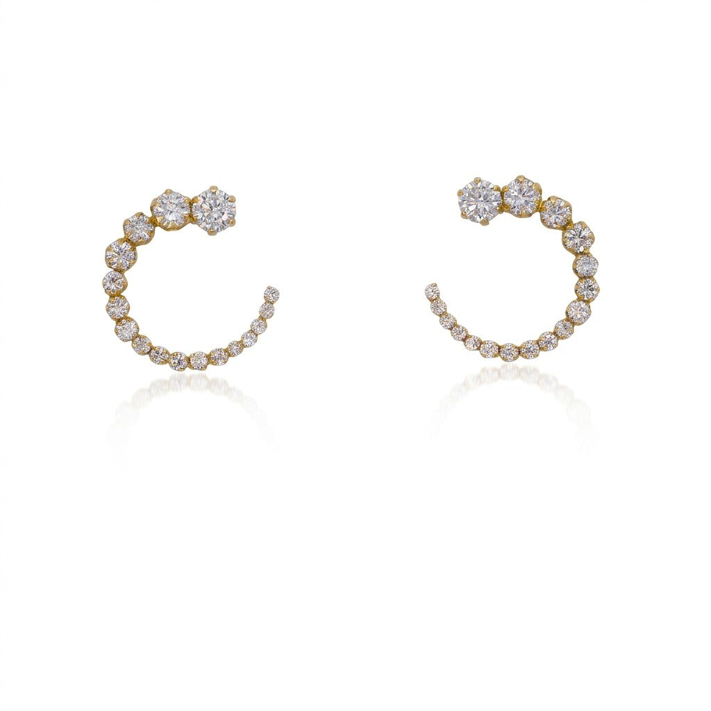 Aros Media Argolla Oro Amarillo 18K Con Circones | AR-14790