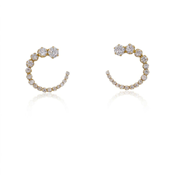 Aros Media Argolla Oro Amarillo 18K Con Circones | AR-14790