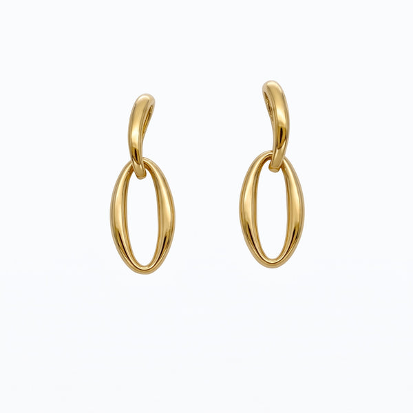 Aros Oro Amarillo 18K Con Eslabones Ovalados  | AR-14791