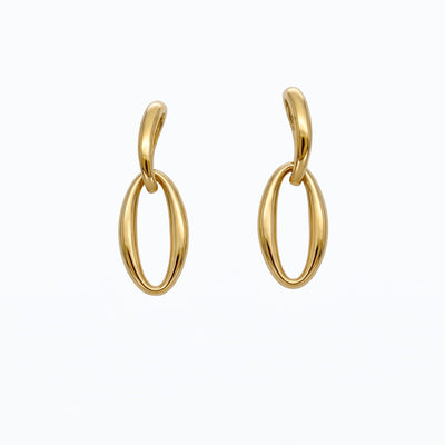 Aros Oro Amarillo 18K Con Eslabones Ovalados  | AR-14791