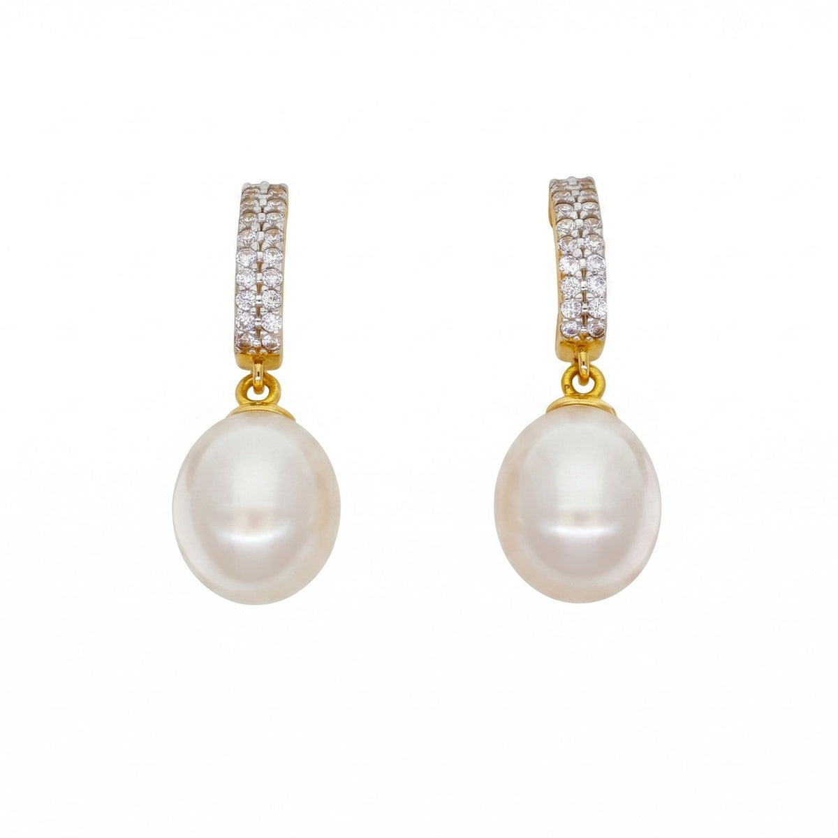 Aros Oro Amarillo 18K con Perla Cultivada Agua Dulce y Circones | AR-14794