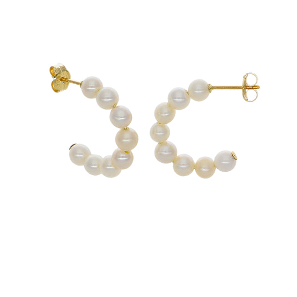 Aros Argolla Con Perlas Cultivadas en Oro Amarillo 18K | AR-14800