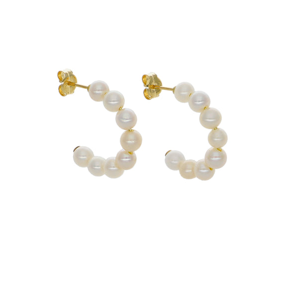 Aros Argolla Con Perlas Cultivadas en Oro Amarillo 18K | AR-14800