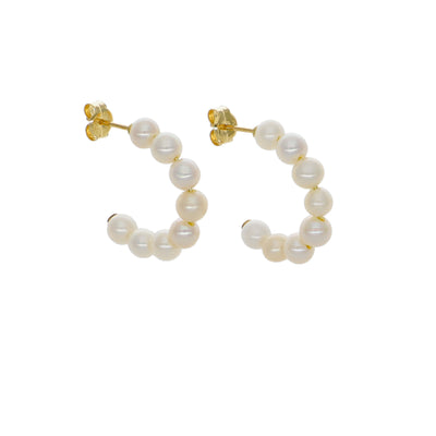 Aros Argolla Con Perlas Cultivadas en Oro Amarillo 18K | AR-14800