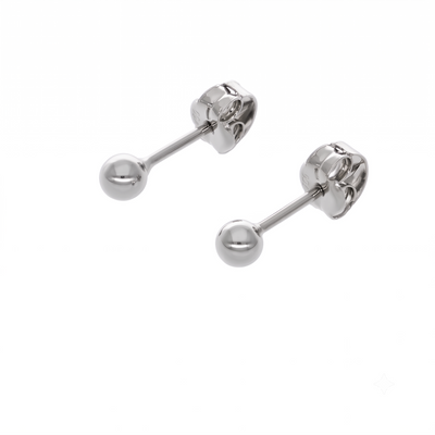 Aros Abridor Bebé Oro Blanco Bolita 3mm | AR-14816