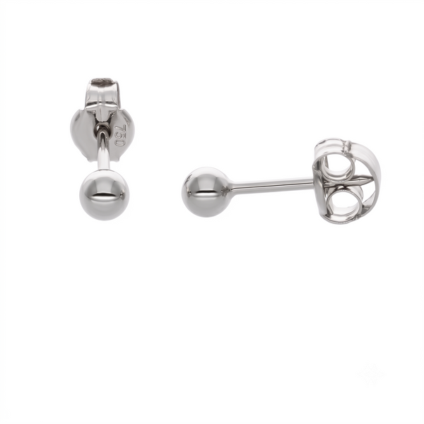 Aros Abridor Bebé Oro Blanco Bolita 3mm | AR-14816