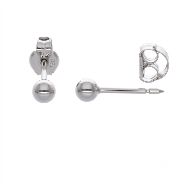 Aros Abridor Bebé Oro Blanco Bolita 3mm | AR-14816