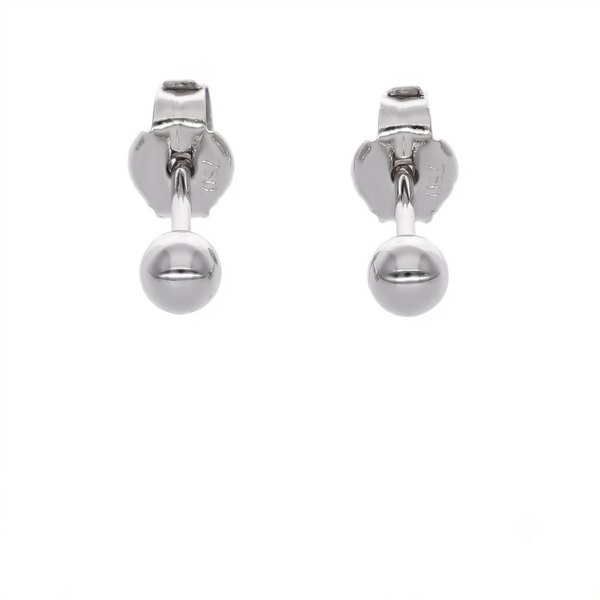 Aros Abridor Bebé Oro Blanco Bolita 3mm | AR-14816