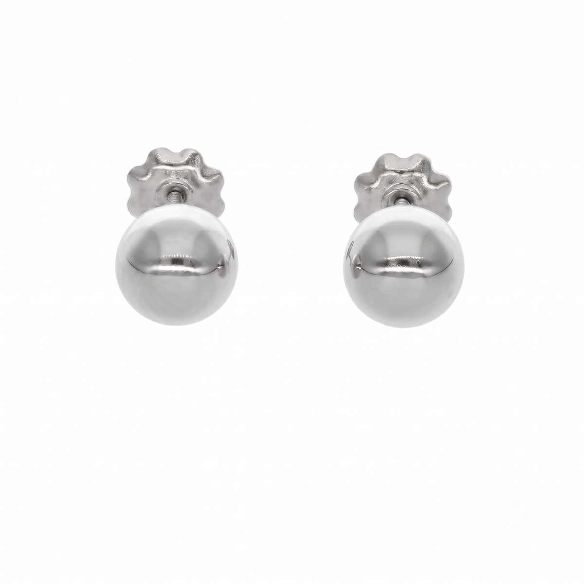 Aros Oro Blanco 18k Bolita 6mm | AR-14817