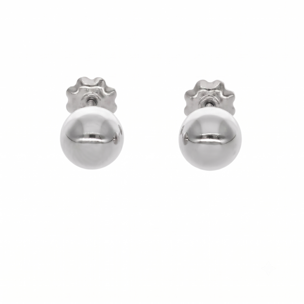 Aros Oro Blanco 18k Bolita 6mm | AR-14817