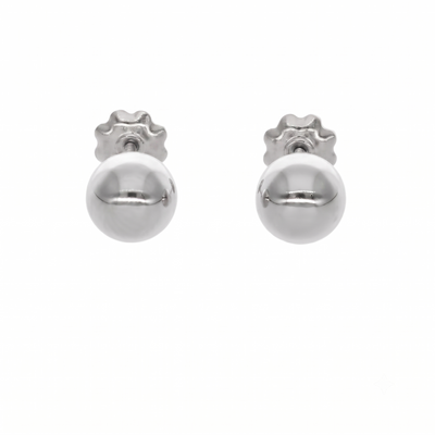Aros Oro Blanco 18k Bolita 6mm | AR-14817