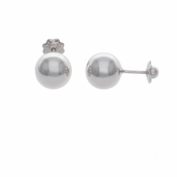 Aros Oro Blanco 18k Bolita 8mm | AR-14819