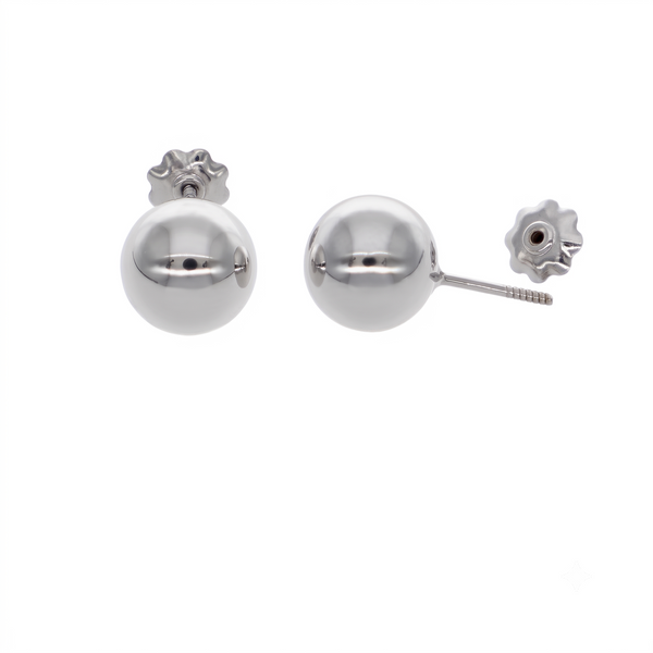 Aros Oro Blanco 18k Bolita 8mm | AR-14819