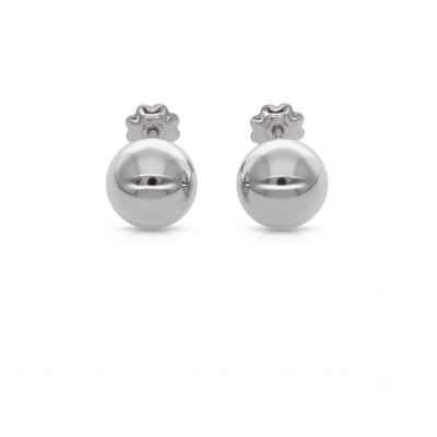 Aros Oro Blanco 18k Bolita 8mm | AR-14819