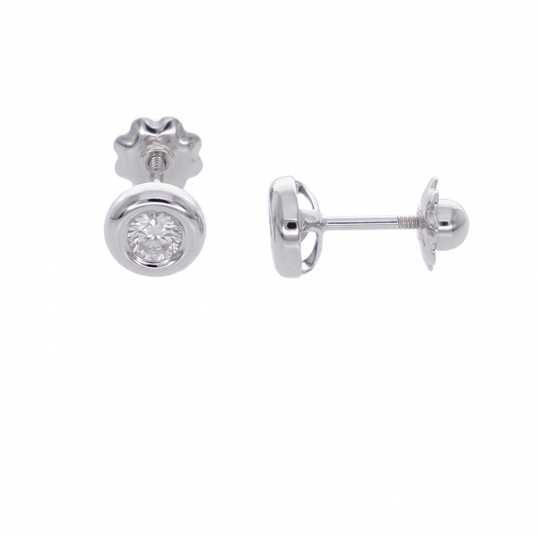 Aro Oro Blanco 18K con Circón Punto de Luz  | AR-14820