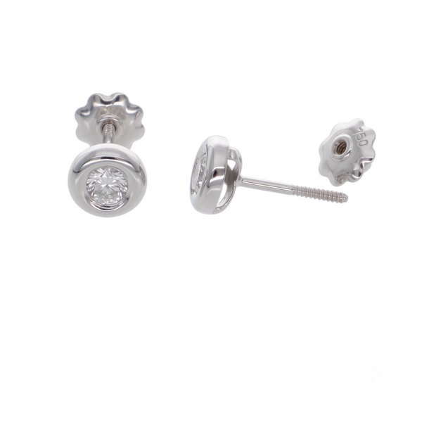 Aro Oro Blanco 18K con Circón Punto de Luz  | AR-14820
