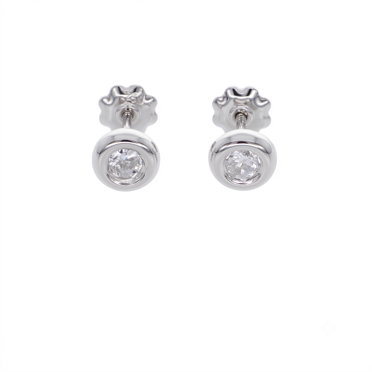 Aro Oro Blanco 18K con Circón Punto de Luz  | AR-14820