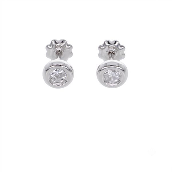 Aro Oro Blanco 18K con Circón Punto de Luz  | AR-14820