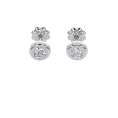 Aro Oro Blanco 18K con Circón Punto de Luz  | AR-14820