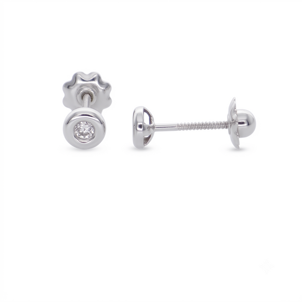 Aro Oro Blanco 18K con Circón Punto de Luz  | AR-14821
