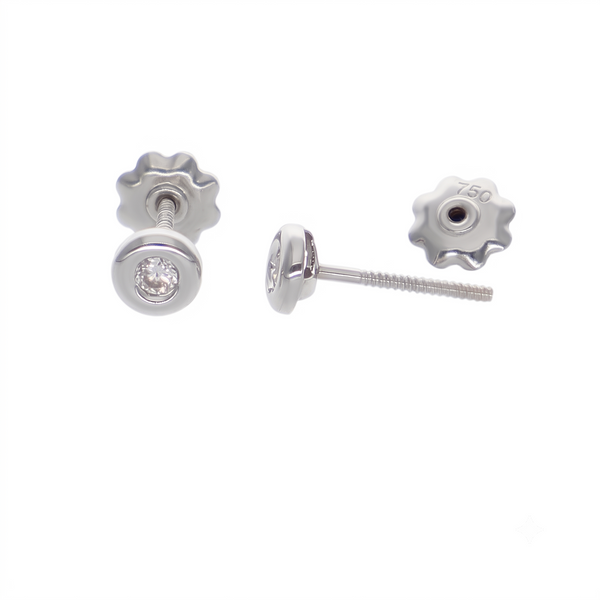 Aro Oro Blanco 18K con Circón Punto de Luz  | AR-14821