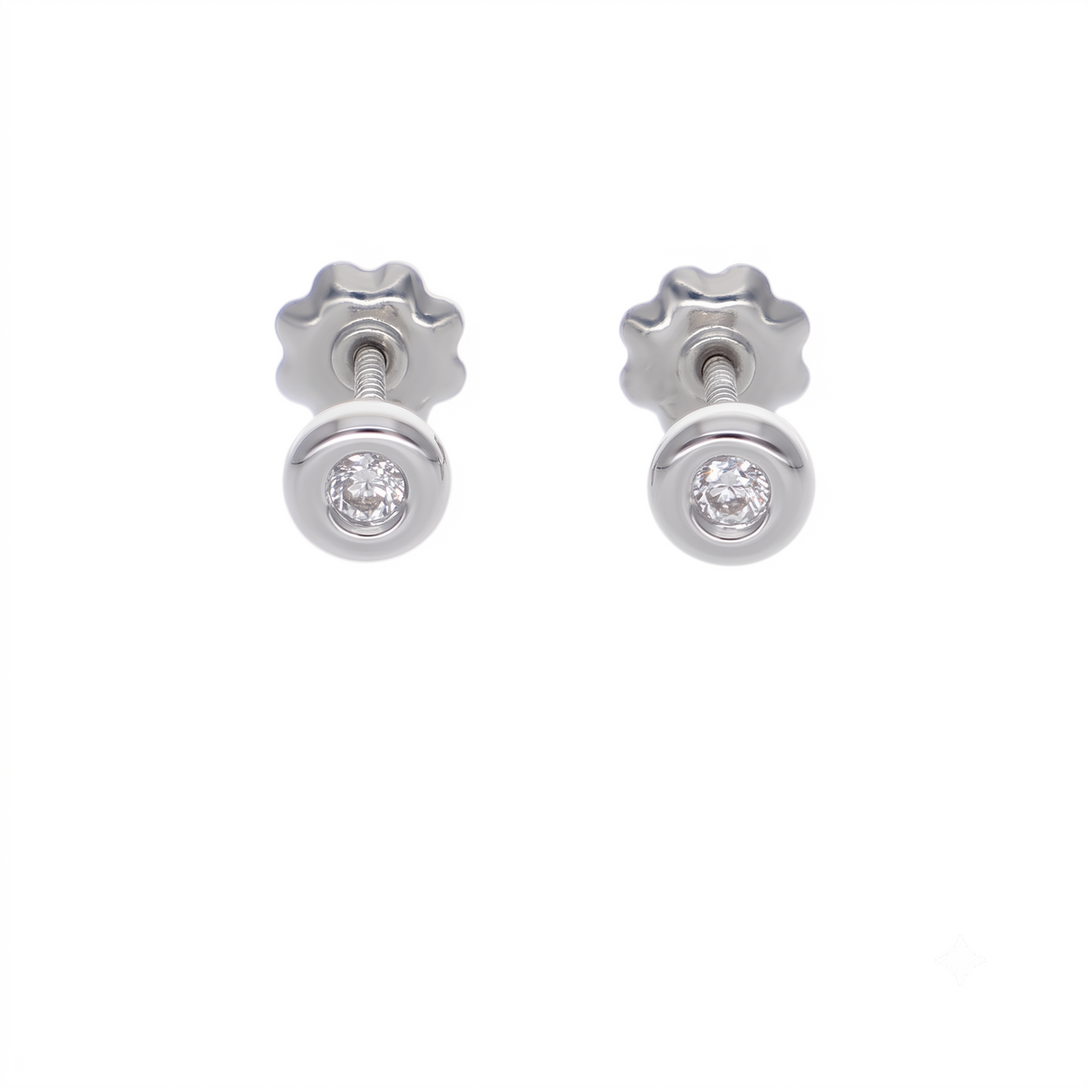 Aro Oro Blanco 18K con Circón Punto de Luz  | AR-14821