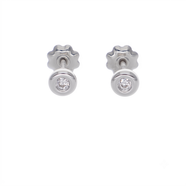 Aro Oro Blanco 18K con Circón Punto de Luz  | AR-14821
