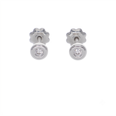 Aro Oro Blanco 18K con Circón Punto de Luz  | AR-14821
