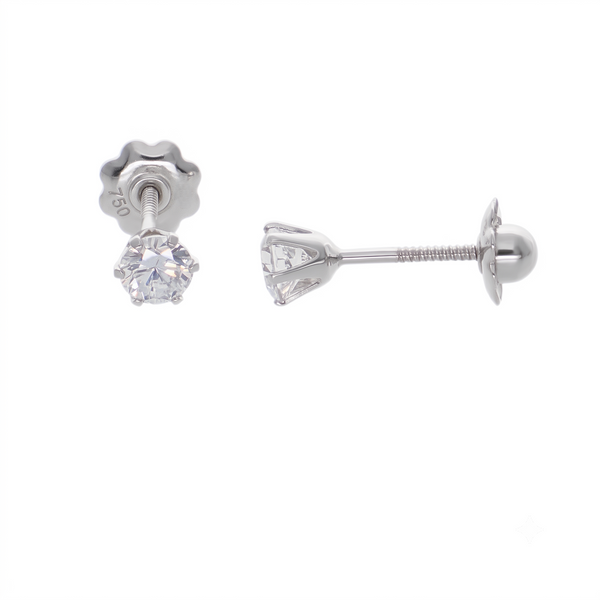 Aro Oro Blanco 18K con Circón Punto de Luz | AR-14822