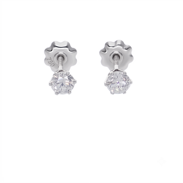 Aro Oro Blanco 18K con Circón Punto de Luz | AR-14822