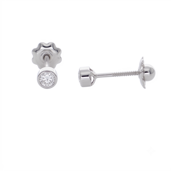 Aro Oro Blanco 18K con Circón Punto de Luz | AR-14823