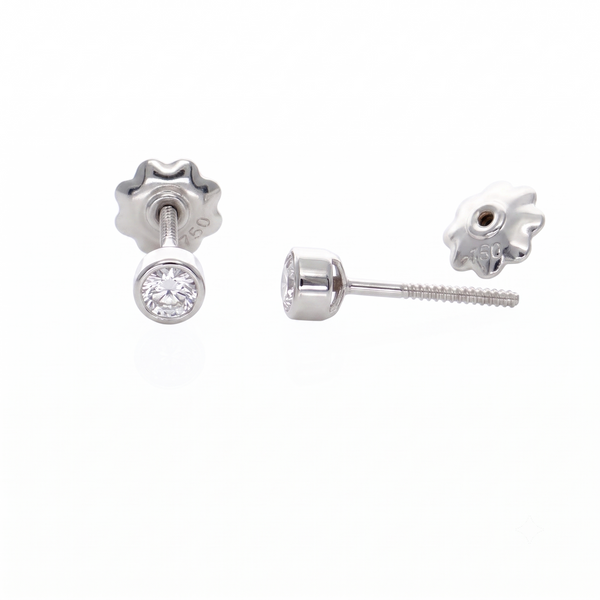 Aro Oro Blanco 18K con Circón Punto de Luz | AR-14823