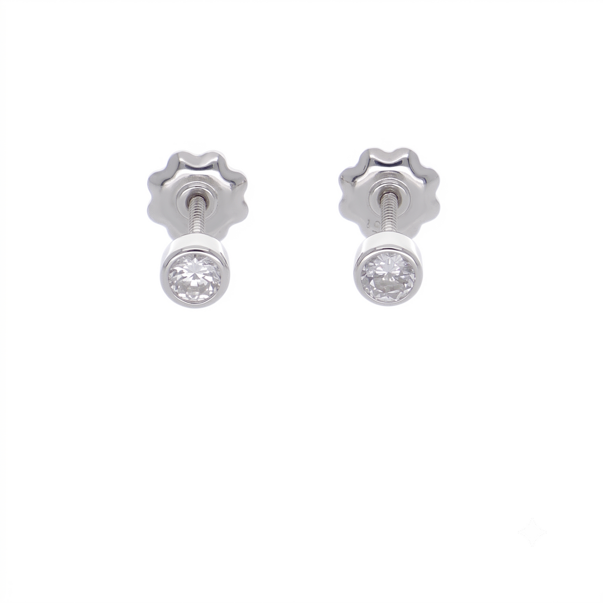 Aro Oro Blanco 18K con Circón Punto de Luz | AR-14823