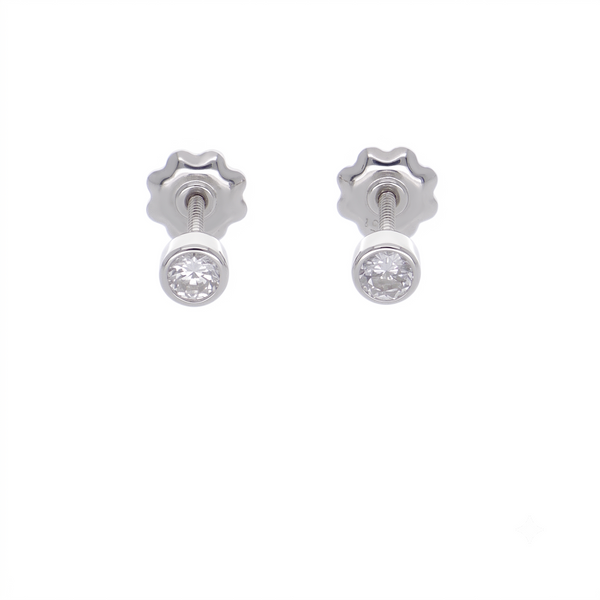 Aro Oro Blanco 18K con Circón Punto de Luz | AR-14823