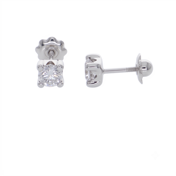Aros Oro Blanco 18K con Circon 4 mm Punto de Luz  | AR-14825