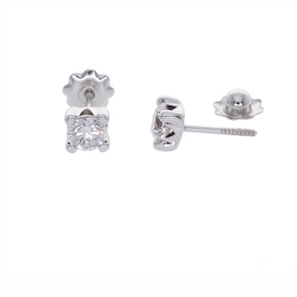 Aros Oro Blanco 18K con Circon 4 mm Punto de Luz  | AR-14825