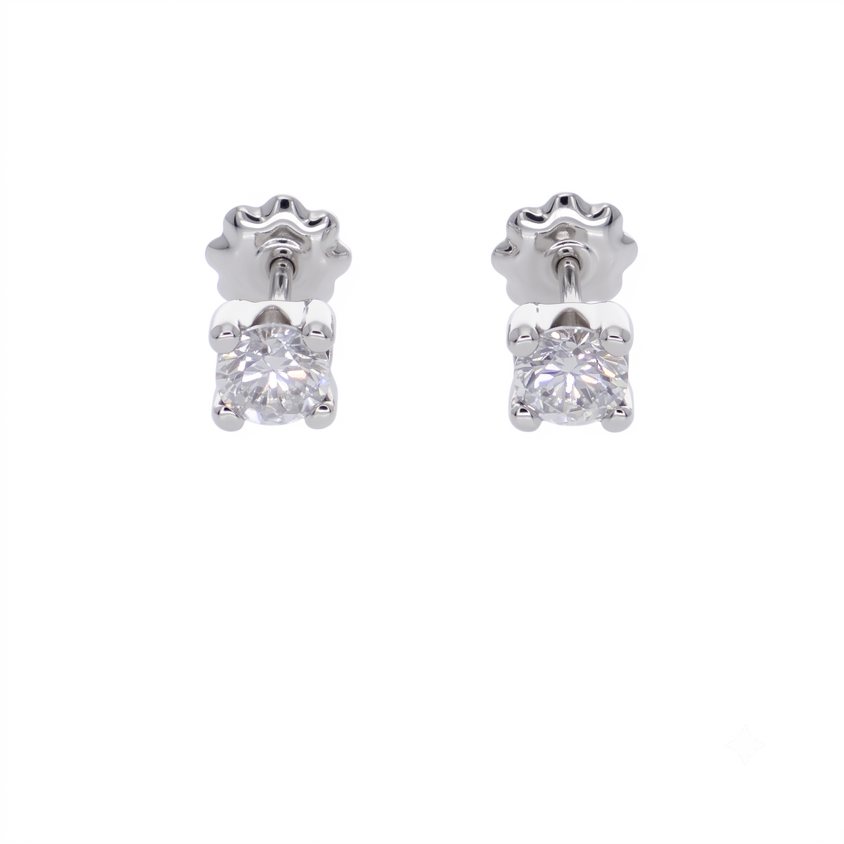 Aros Oro Blanco 18K con Circon 4 mm Punto de Luz  | AR-14825